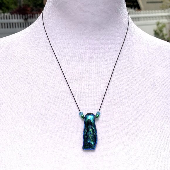 Italian Linea UR Khan Dichroic Glass Jewelry 3pc Set - Picture 3 of 15